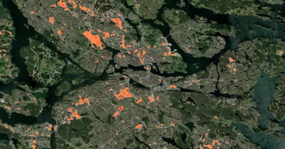 Värmekartan över central Stockholm 2017 – 2024 35 grader och uppåt