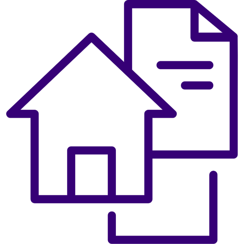 Utskrift fra matrikkelen - ikon med hus og filer