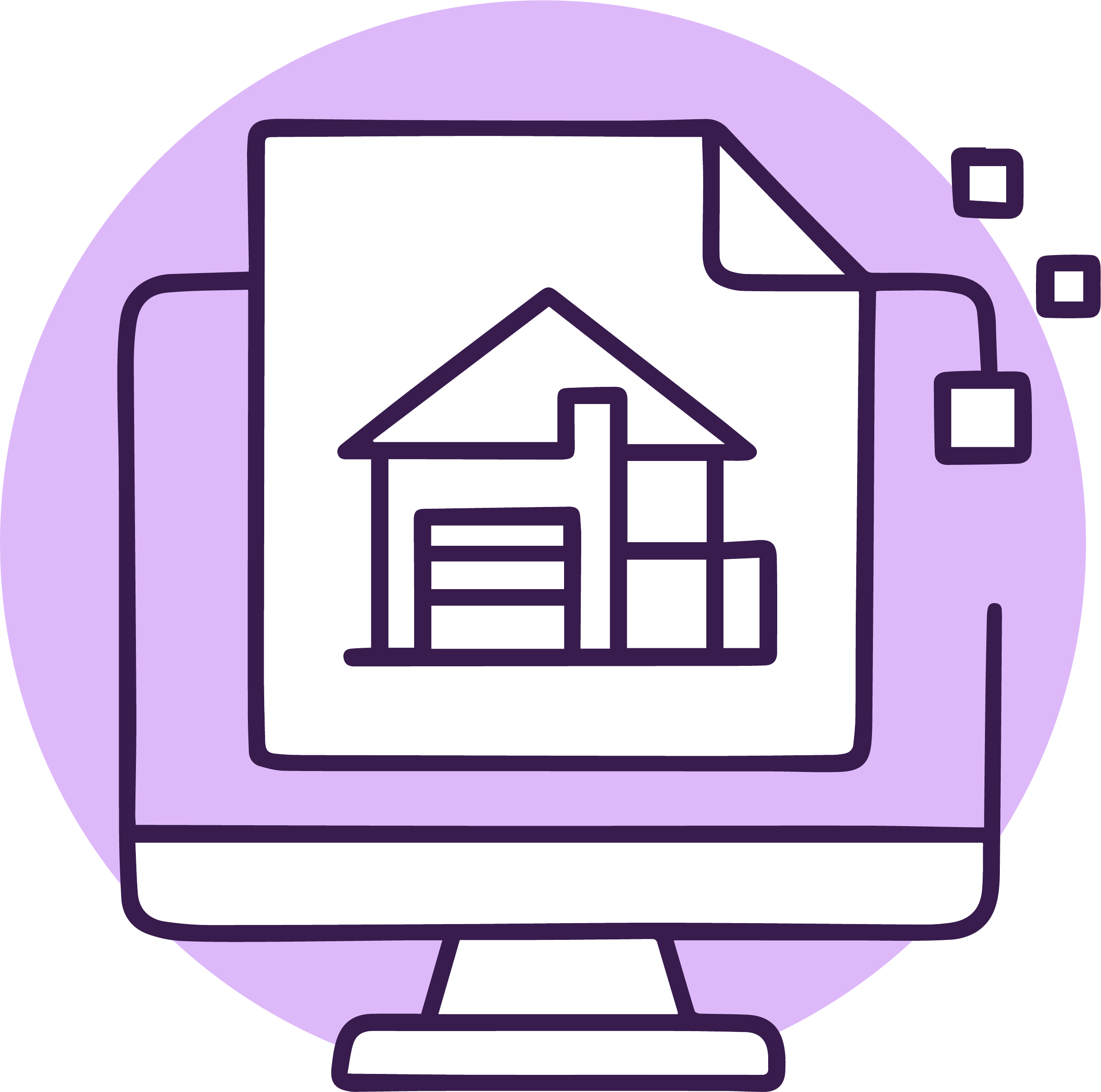 Eiendomsinformasjon: dokument med hus i PC