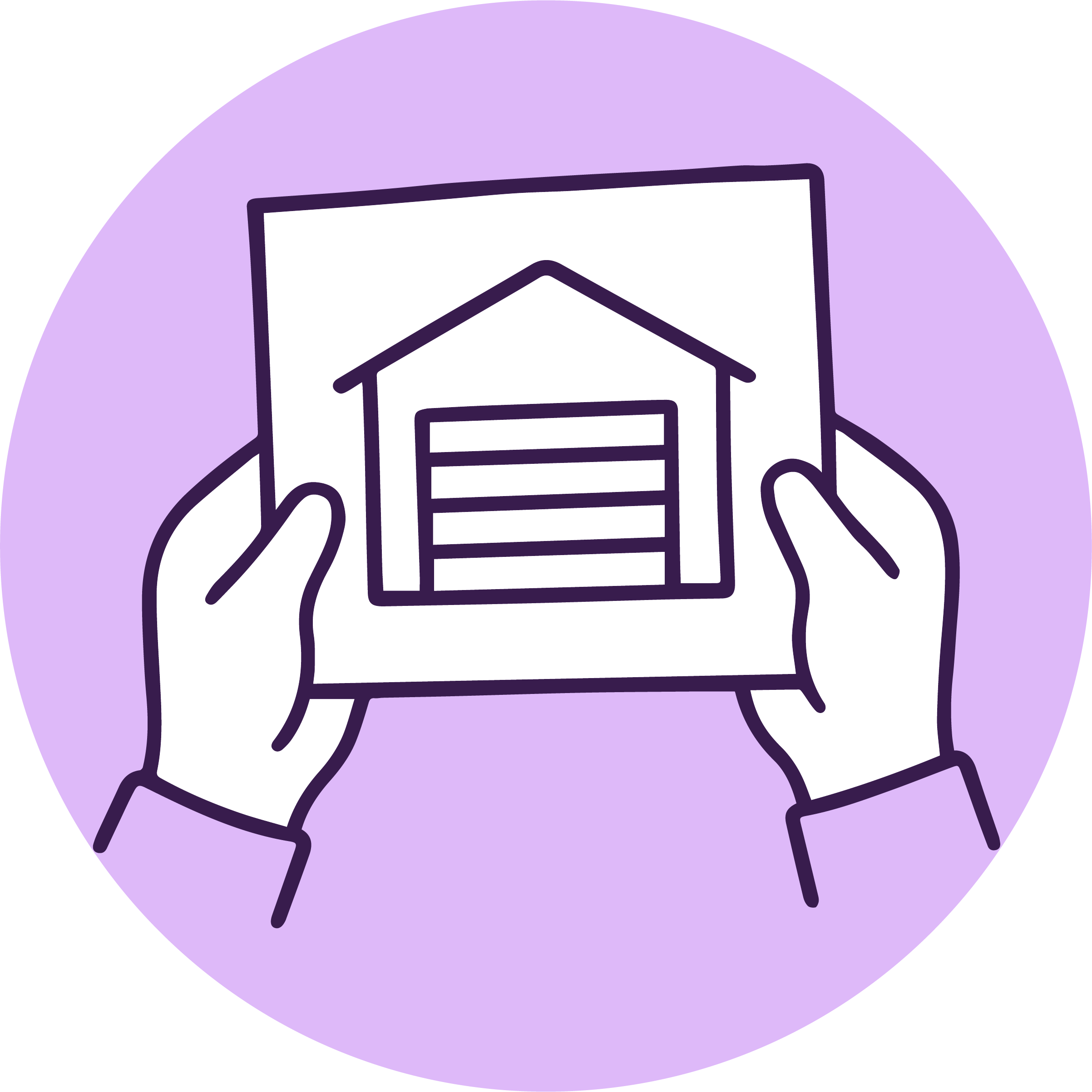 Hender som holder en tegning av en garasje